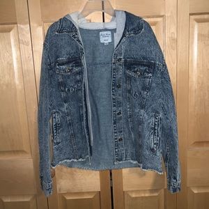 GREAT condition light wash hooded jean jacket